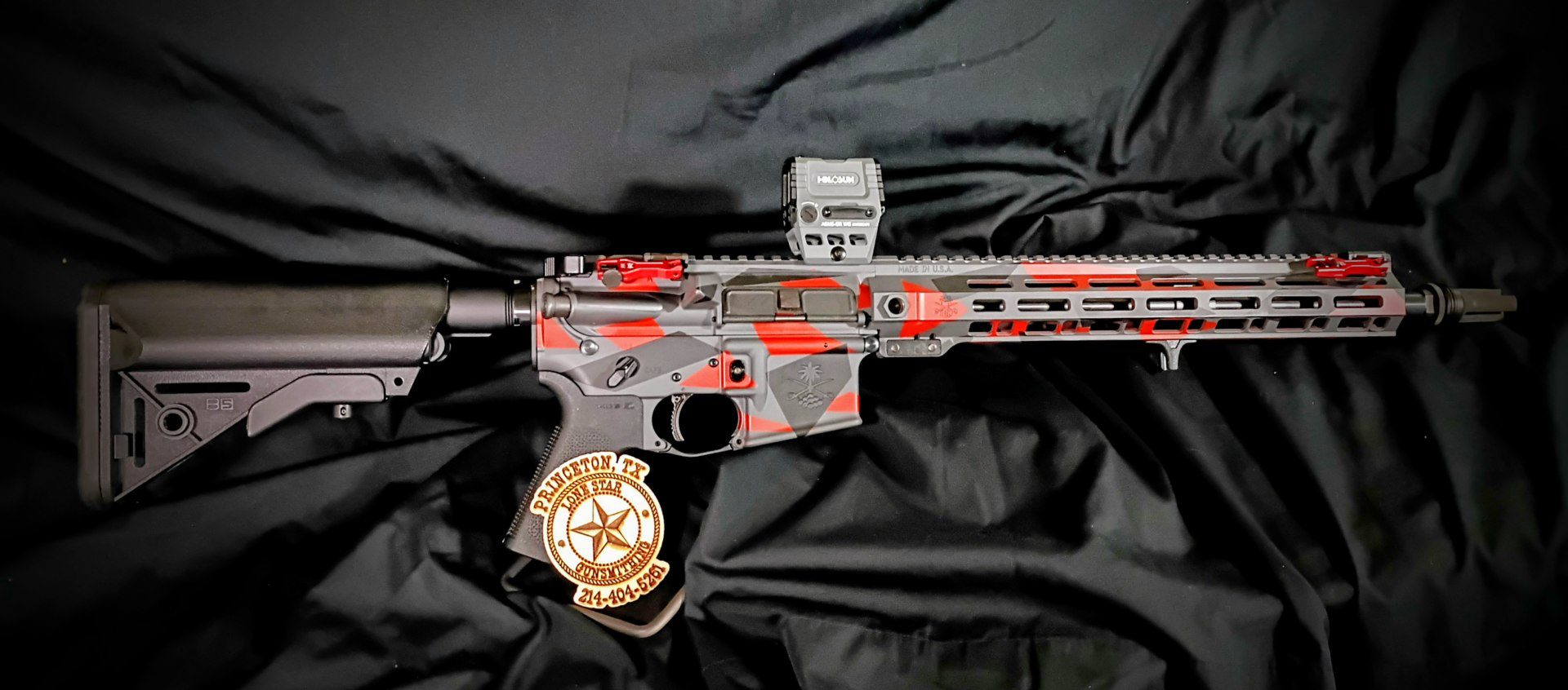 AR-15 red splinter right side — Hux Customs