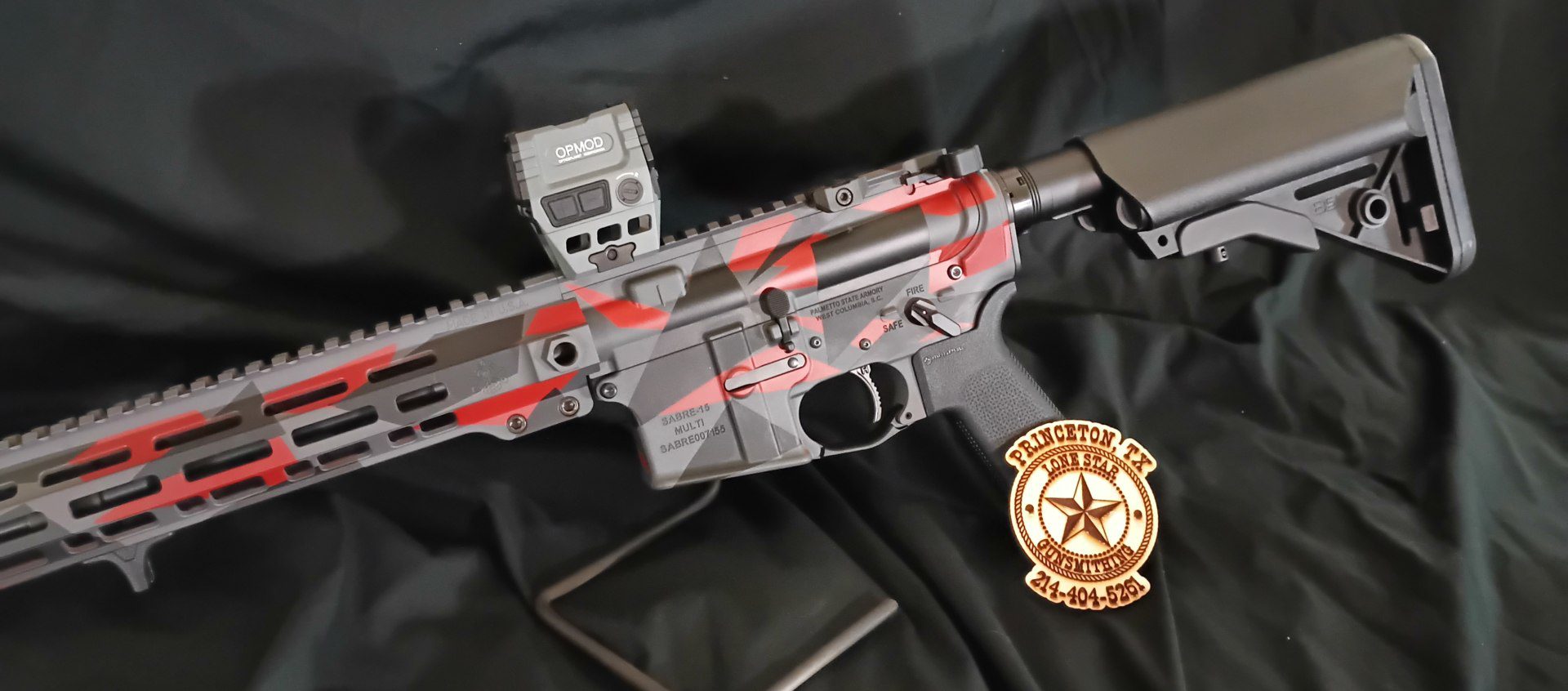AR-15 red splinter pattern Cerakote — Hux Customs